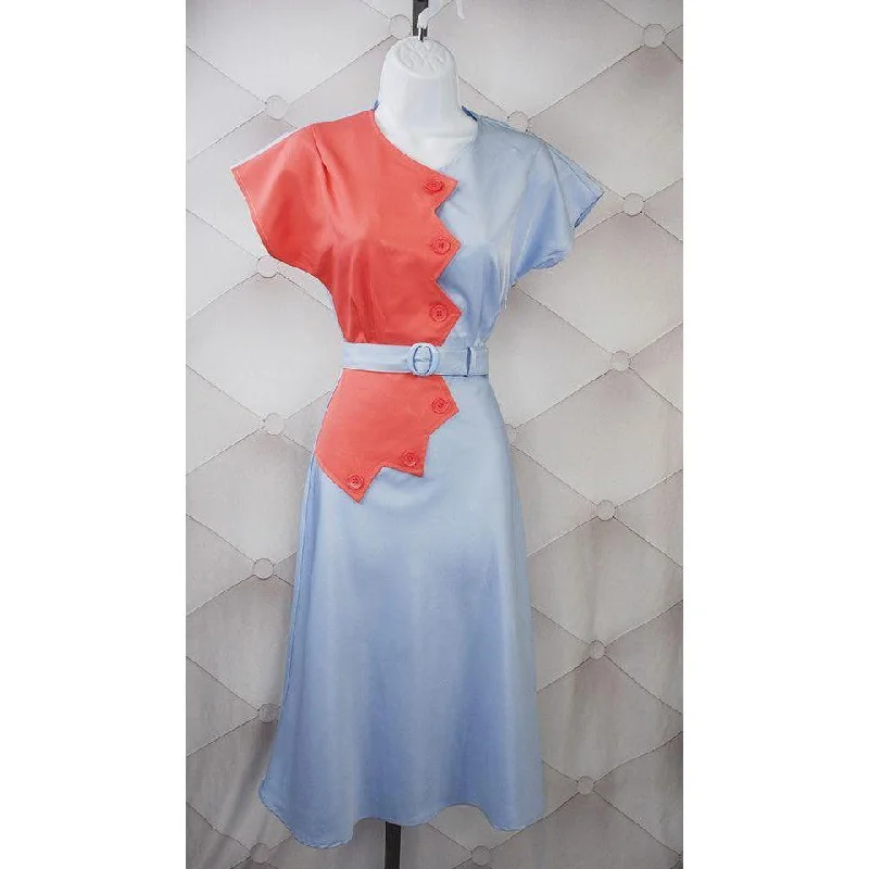 Star Struck Clothing Sawtooth Color Block Dress in Coral and Blue Halter Neckline Beach