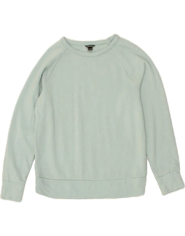 EDDIE BAUER Womens Sweatshirt Jumper UK 10 Small Blue Polyester Hoodie with Side Slits Relaxed Casual