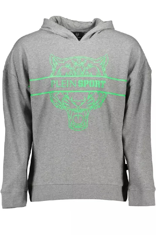 Gray Cotton Men Sweatshirt Hoodie Crop Top Short Trendy