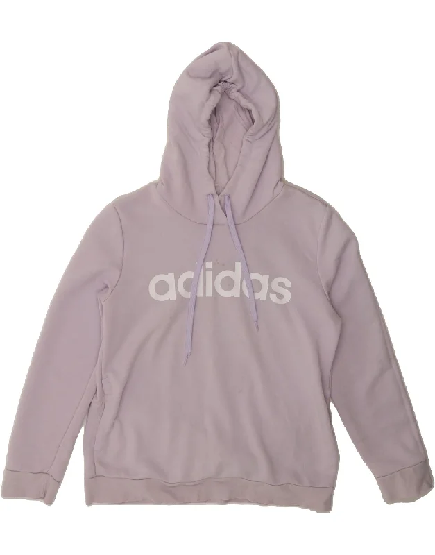 ADIDAS Womens Graphic Hoodie Jumper UK 16/18 Large Purple Cotton Hoodie with V-Neck Classic Versatile