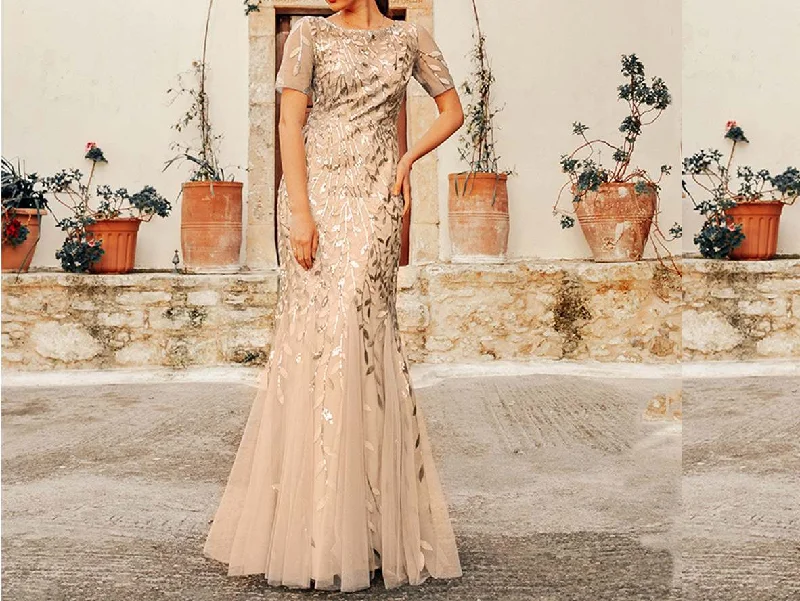 Shimmery Leaves Pattern Embellished Plus Size Mother of Bride Dresses Tunics Timeless classic