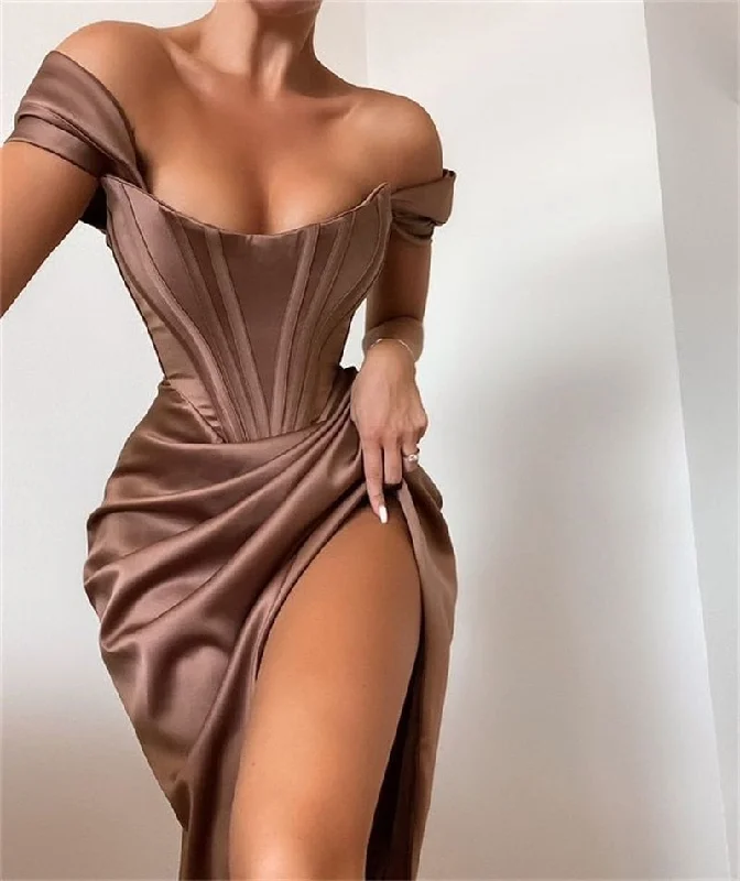 off shoulder Brown