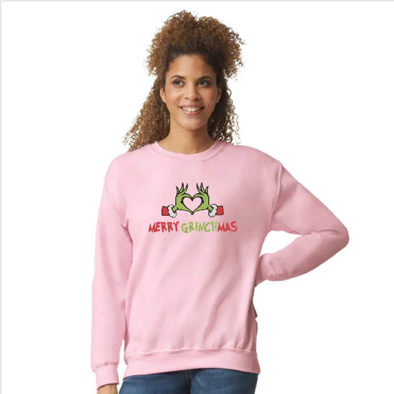 Merry Grinchmas Sweatshirt Hoodie with Raw Hem Edgy Unfinished