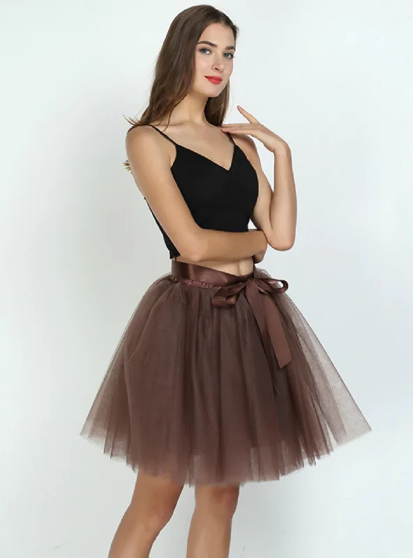 Coffee 7-Layer Short Tulle Skirt corduroy skirt cozy
