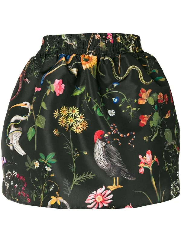 botanical-print mini skirt lace skirt elegant