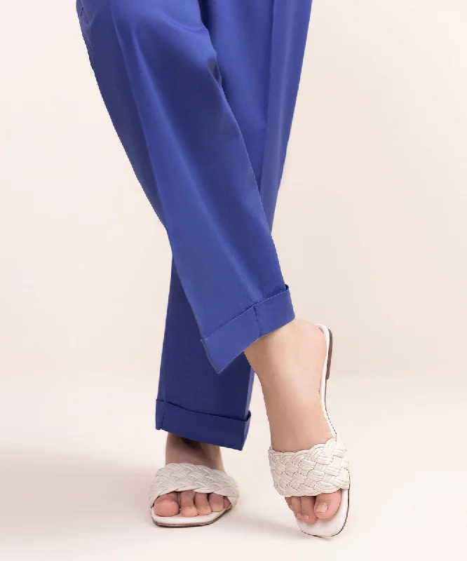 Cotton Viscose Straight Pants Stylish Elastic Waist Pants