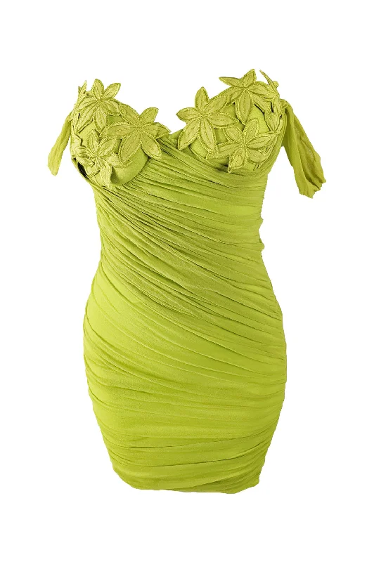 Ritmo di Perla Vintage Green Mesh Bodycon Party Dress, 1980s Tunics Practical durable