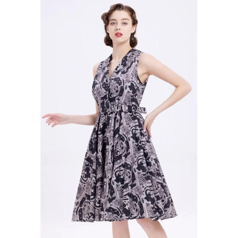 Miss Lulo Jani Swing Dress in Cats, Cats, Cats Print Tunics Polka dots