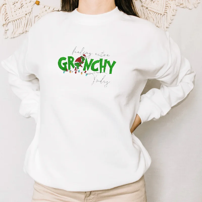 Extra Grinchy Sweatshirt Hoodie with Distressed Vintage Worn