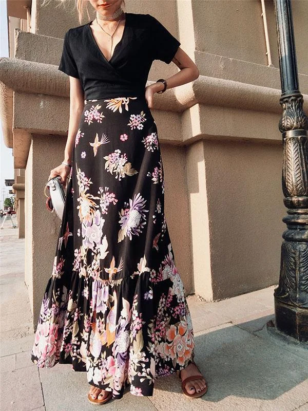Vintage High Waist Bohemia Skirt breathable skirt fabric