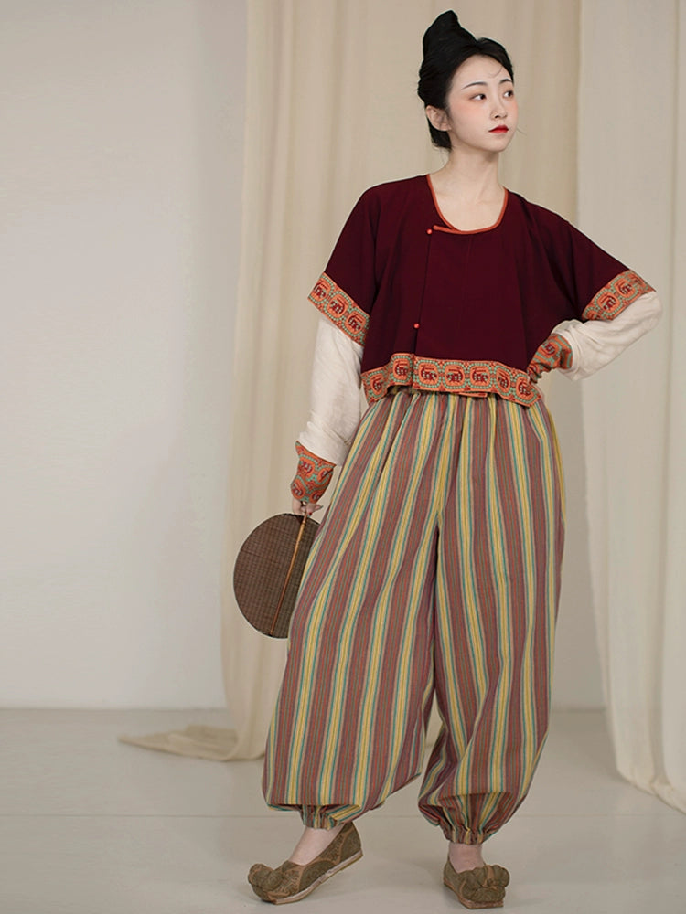 Yoyo 呦呦 Oh Deer! Early Tang Dynasty Beizi Jacket & Cotton Lantern Pants Set Knit Jacket Woven Jacket Fleece Jacket Yoyo 呦呦 Oh Deer! Early Tang Dynasty Beizi Jacket & Cotton Lantern Pants Set Knit Jacket Woven Jacket Fleece Jacket