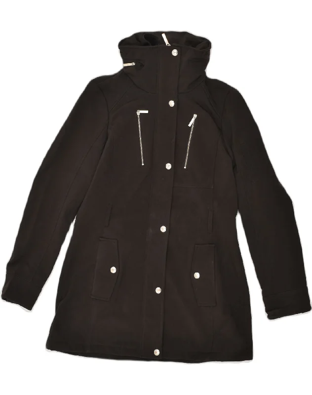 MICHAEL KORS Womens Utility Jacket UK 10 Small Black Polyester Notch Collar Peter Pan Collar Cowl Neck MICHAEL KORS Womens Utility Jacket UK 10 Small Black Polyester Notch Collar Peter Pan Collar Cowl Neck