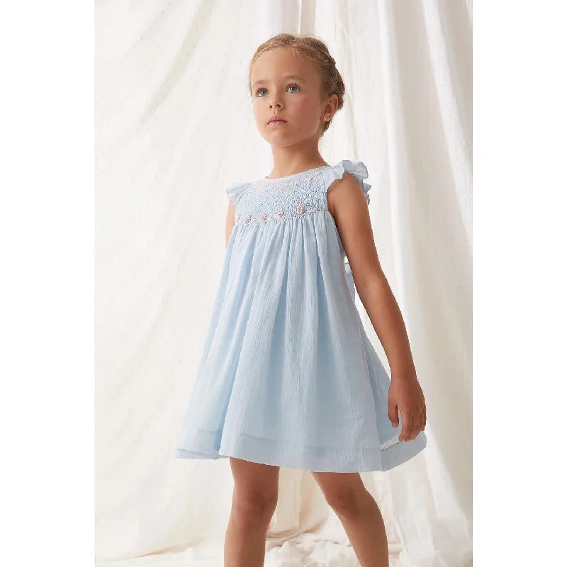 Tartaleta Pale Blue & Pink Hand Smocked Dress Boat Neckline Classic