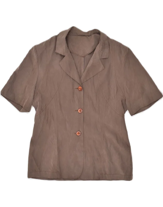 VINTAGE Womens Short Sleeve 3 Button Blazer Jacket UK 16 Large Brown Zippered Jacket Buttoned Jacket Snapped Jacket VINTAGE Womens Short Sleeve 3 Button Blazer Jacket UK 16 Large Brown Zippered Jacket Buttoned Jacket Snapped Jacket