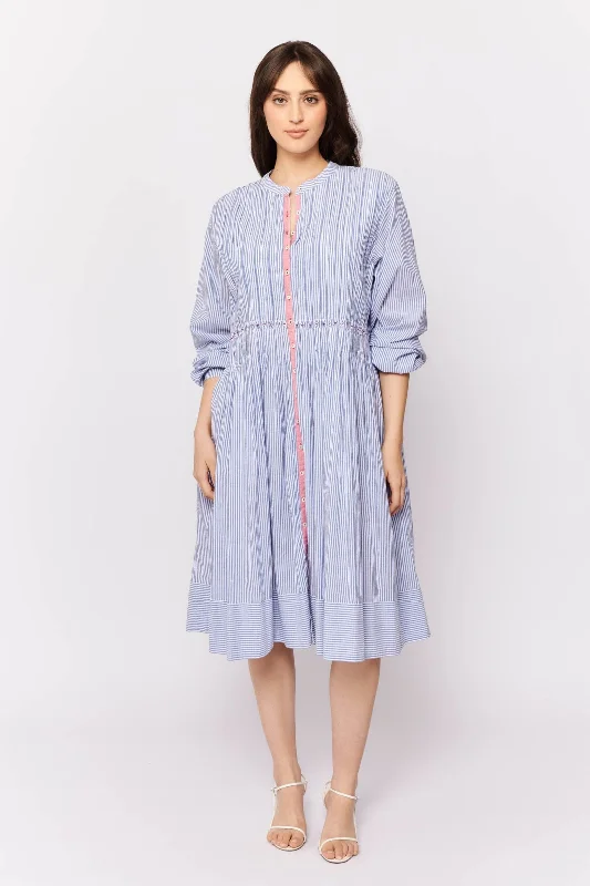 Arabesque Dress in Royal Blue Stripe