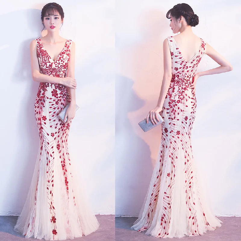 Long Prom Dress, Sequin Prom Dress, Sexy Backless Prom Dress, Tulle Prom Dress, V-Neck Prom Dress, Floor-Length Party Dresses, Sleeveless Prom Dress, LB0797 Tunics Party sparkling