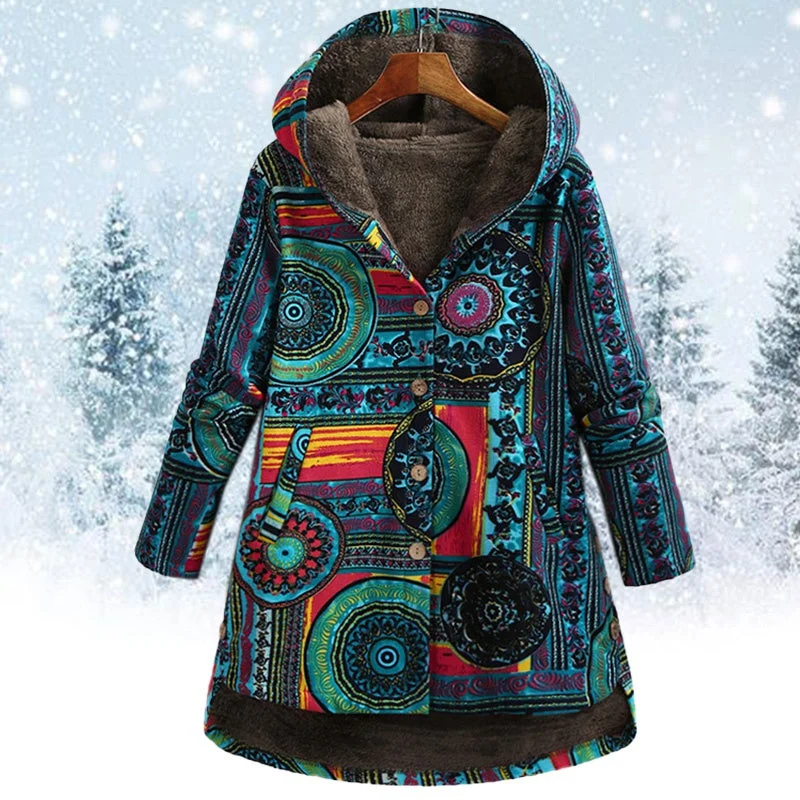 Kim® | Jacket with floral hood Cotton Fabric Linen Fabric Terry Fabric