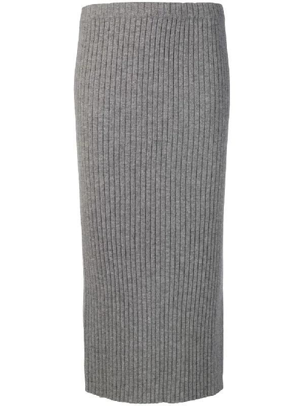 ribbed knit midi skirt leather skirt refined