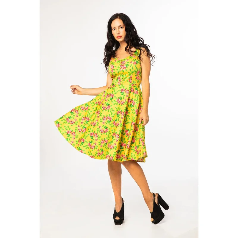Miss Lulo Heidi Swing Dress in Strawberry Guava Print Tunics Exclusive limited