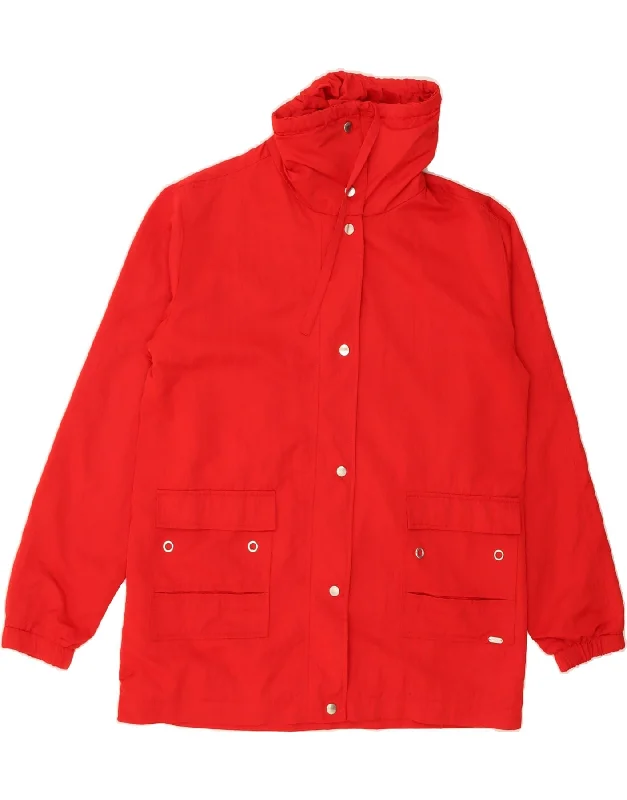 VINTAGE Womens Utility Jacket UK 16 Large Red Polyester Cotton Fabric Linen Fabric Terry Fabric VINTAGE Womens Utility Jacket UK 16 Large Red Polyester Cotton Fabric Linen Fabric Terry Fabric