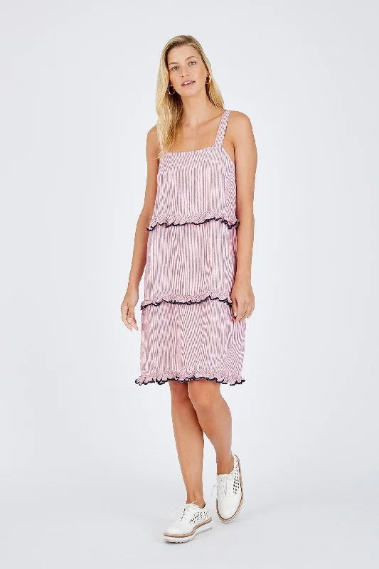 Midi Clementine Dress in Red Stripe