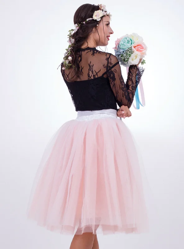 Pink + White 7-layer Gauze Pleated Tutu Skirt relaxed fit skirt
