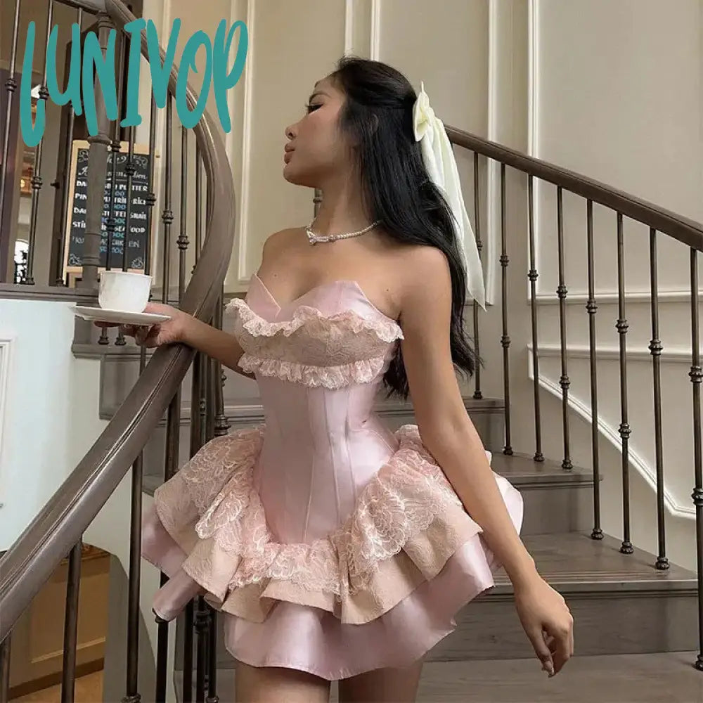 Lunivop dress to impress divine being 2024 Spring Women's Clothing Dress Elegant Princess Socialite Style Tube Top Sleeveless Party Dress Tunics Stylish modern