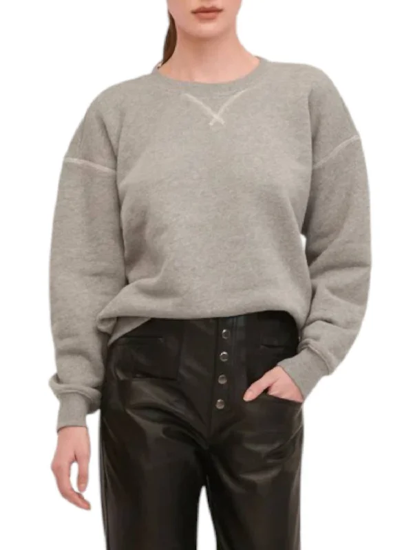 Zach Vintage Crew Sweatshirt In Heather Grey Hoodie with Hem Elastic Stretchable Comfortable