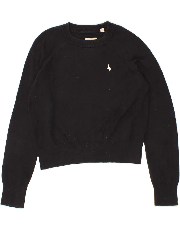 JACK WILLS Womens Oversized Crop Sweatshirt Jumper UK 8 Small Black Cotton Hoodie with Bell Sleeves Flared Feminine