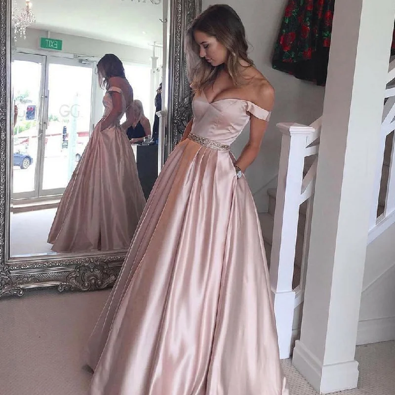 Long Prom Dresses, Satin Prom Dresses, A-Line Party Dresses, Backless Evening Dresses, Off-Shoulder Prom Dresses , Sexy Prom Dresses, V-Neck Prom Dress, LB0468 Boat Neckline Classic