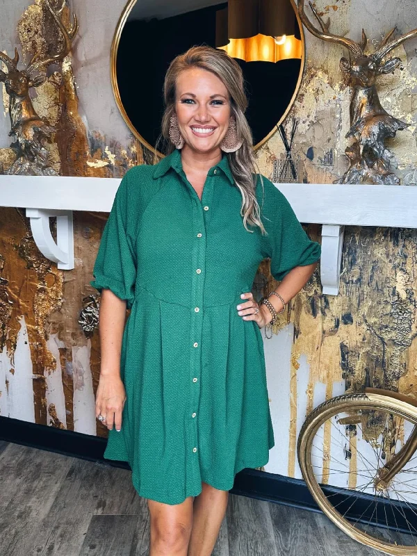Palm Green Textured Knit Dress