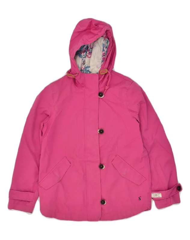 JOULES Womens Hooded Waterproof Jacket UK 8 Small Pink Cotton Faux Fur Jacket Real Fur Jacket Shearling Jacket