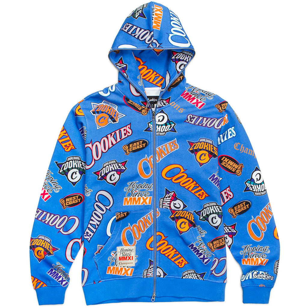 Full Clip AOP Zip Hoodie Hoodie with Slit Hem Functional Movement