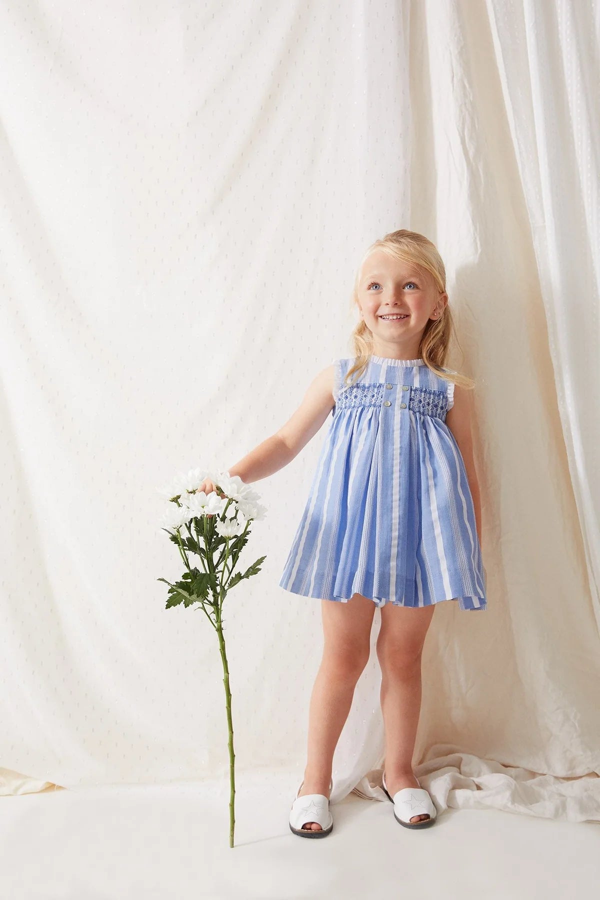 Tartaleta Blue & White Striped Smocked Dress Boatneck Modish Everyday