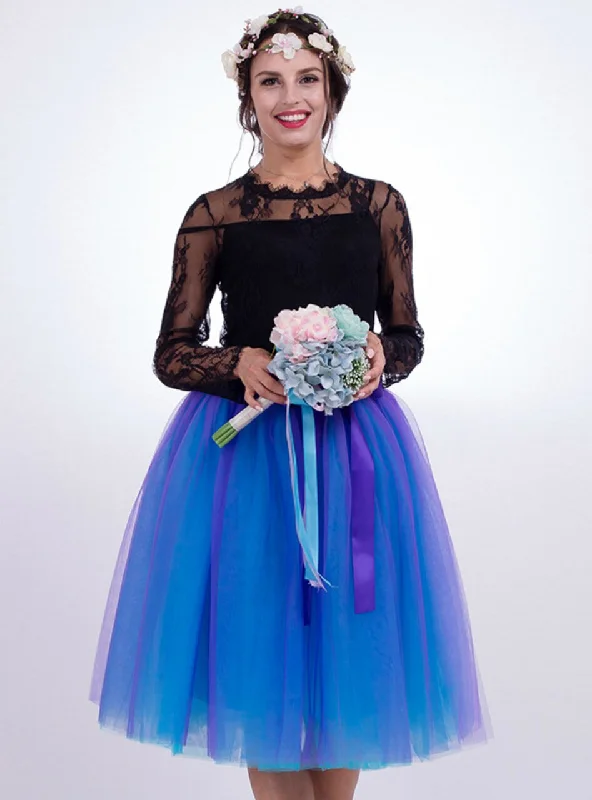 Blue + Purple 7-layer Gauze Pleated Tutu Skirt ribbed skirt waist