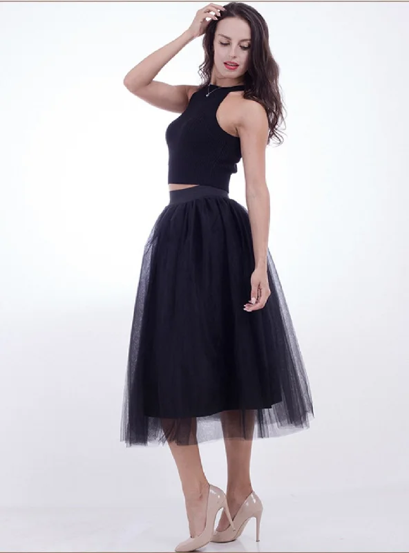 Black Large Pendulum Gauze Skirt summer skirt style
