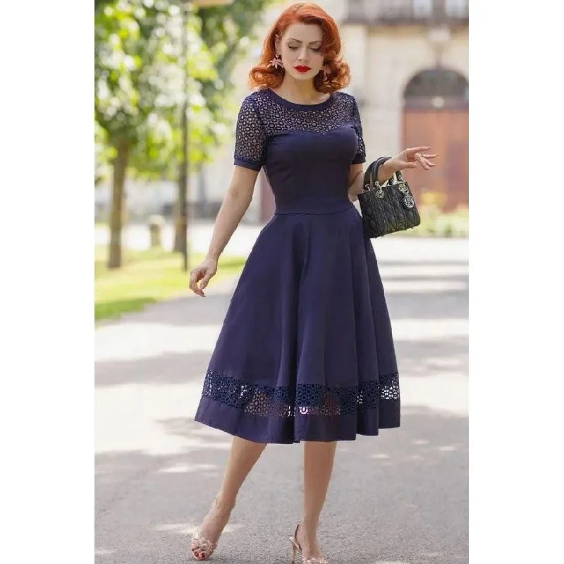 Dolly & Dotty Tess Swing Dress in Navy Lace Tunics Evening elegant