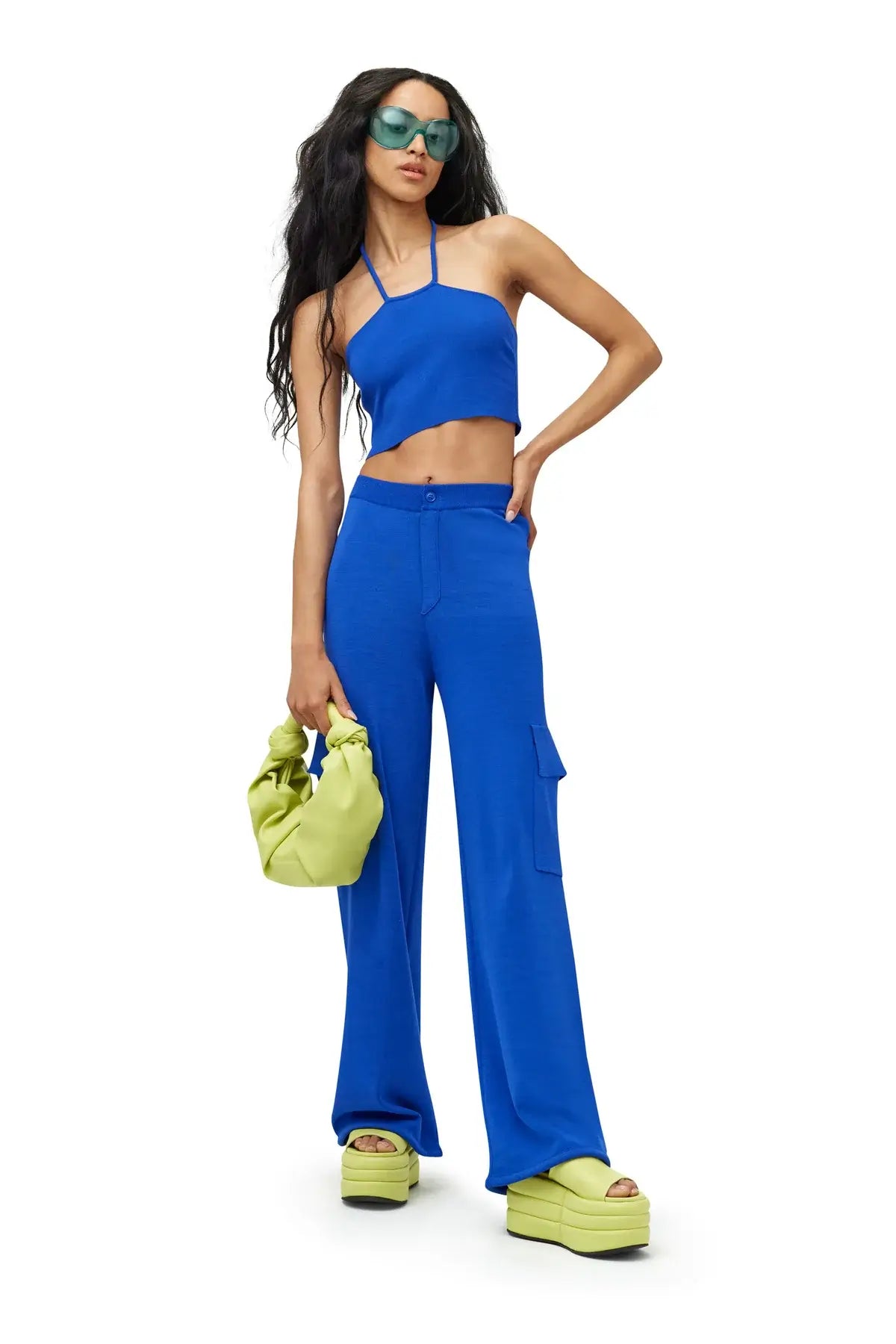 Simon Miller - Jabber Cargo Pant in Blue Stretch Fit Pants