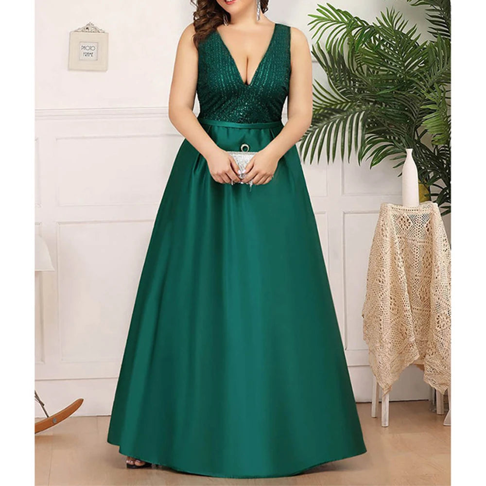 Elegant Banquet Wedding Bridesmaid Evening Party Dresses for Women V Neck Sequin Luxury Celebrities Long Formal Prom Gowns Vesti Tunics Evening elegant