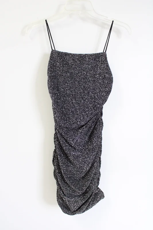 Shein Black Silver Fitted Party Dress | XS Tunics Chinos classic