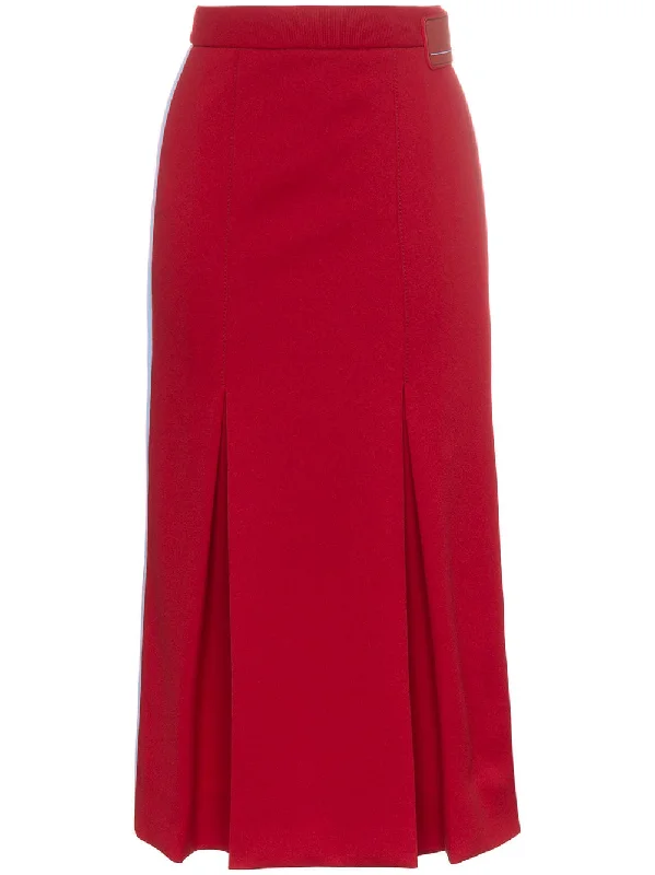 side piping and pleat front skirt cashmere skirt fine