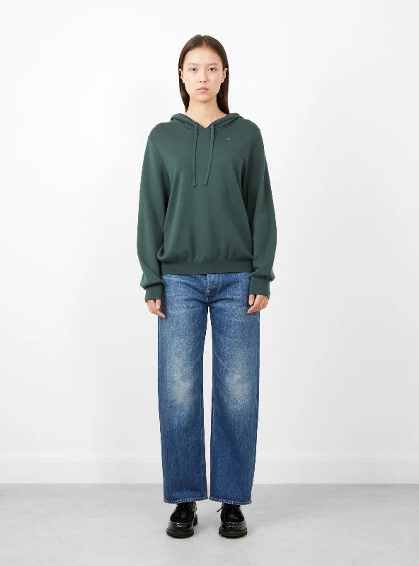 Frid Hoodie Blue Green Hoodie with Hem Raw Edge Edgy Unfinished