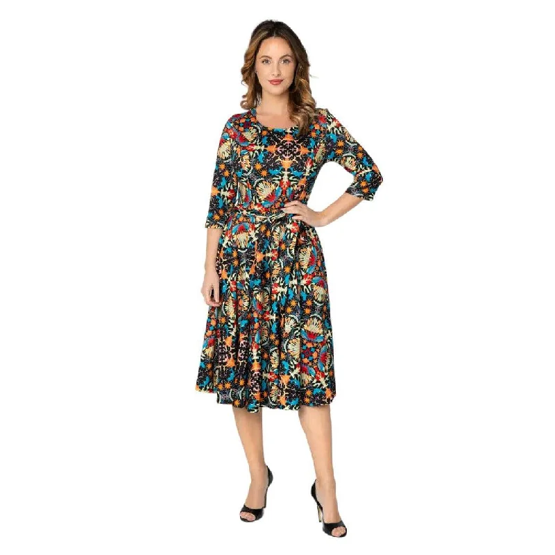 Miss Lulo Aria Knit Swing Dress with Nautical print Tunics Fashionable chic