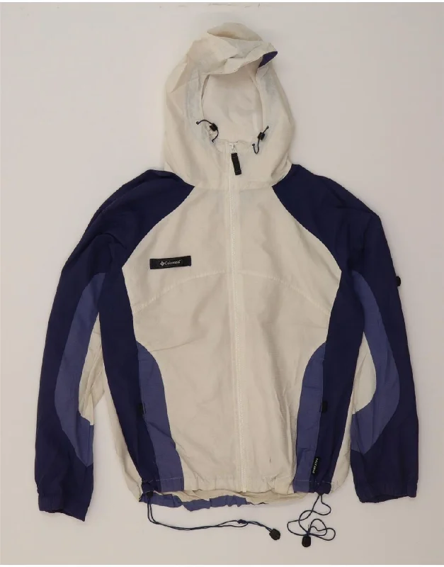 COLUMBIA Womens Hooded Rain Jacket UK 14 Medium White Colourblock Anorak Shell Jacket Lightweight Jacket COLUMBIA Womens Hooded Rain Jacket UK 14 Medium White Colourblock Anorak Shell Jacket Lightweight Jacket