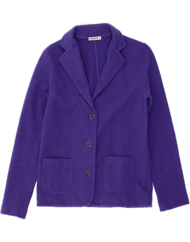 KANGRA Womens 3 Button Blazer Jacket IT 46 Large Purple Cashmere Cotton Jacket Linen Jacket Terry Jacket