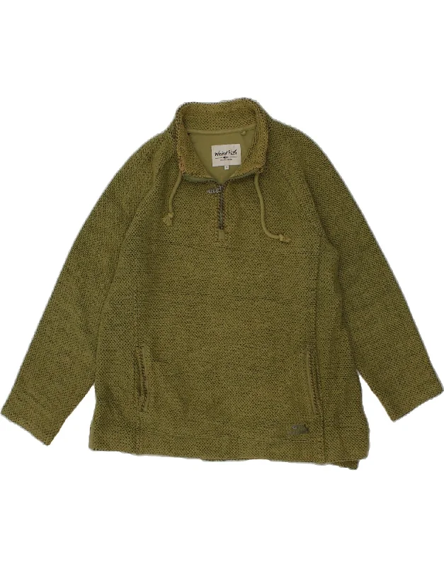 WEIRD FISH Womens Oversized Zip Neck Sweatshirt Jumper UK 18 XL Khaki Hoodie with Belted Waist Structured Tailored