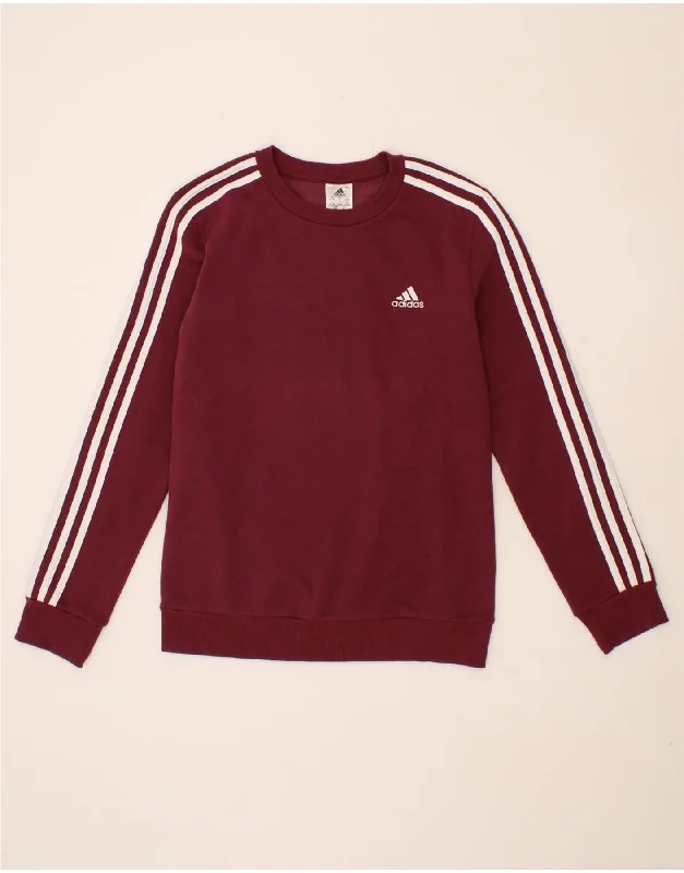 ADIDAS Womens Sweatshirt Jumper UK 8/10 Small Burgundy Cotton Hoodie with Ribbed Cuffs Snug Fit Comfort