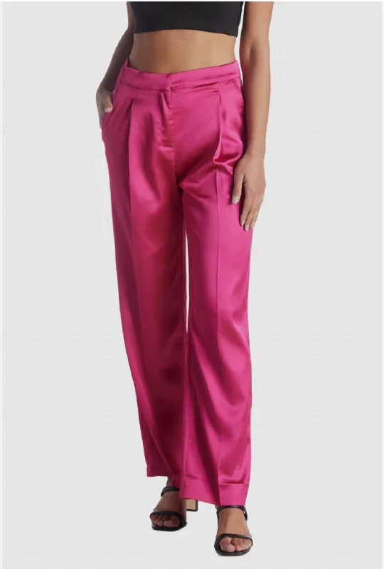 Rowe Pant In Fuchsia Elegant Silk Pants
