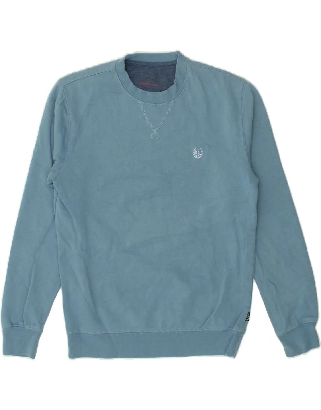 CHAPS Womens Oversized Sweatshirt Jumper UK 10 Small Blue Cotton Hoodie with Strings Custom Fit Adjustable