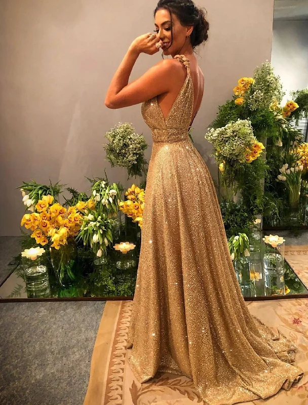 A-Line Prom Dresses Glittering Dress Evening Party Dress Formal Evening Sweep / Brush Train Sleeveless Spaghetti Strap Stretch Satin Backless with Rhinestone Tunics Vintage classic